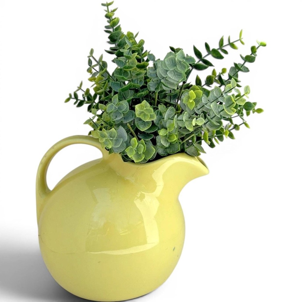 Hall China Ice Lip Pitcher Vintage Mid Century Ceramic Yellow 6.5in